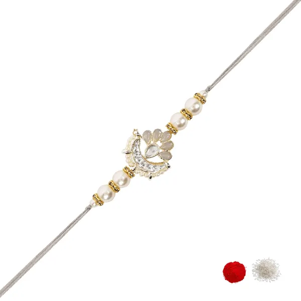 Delicate_Pearl_Beads_Grey_Rakhi_with_Roli_Chawal_&_Rakshabandhan_Card