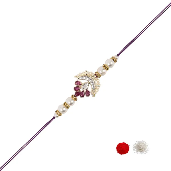 Delicate_Pearl_Beads_Wine_Rakhi_with_Roli_Chawal_&_Rakshabandhan_Card