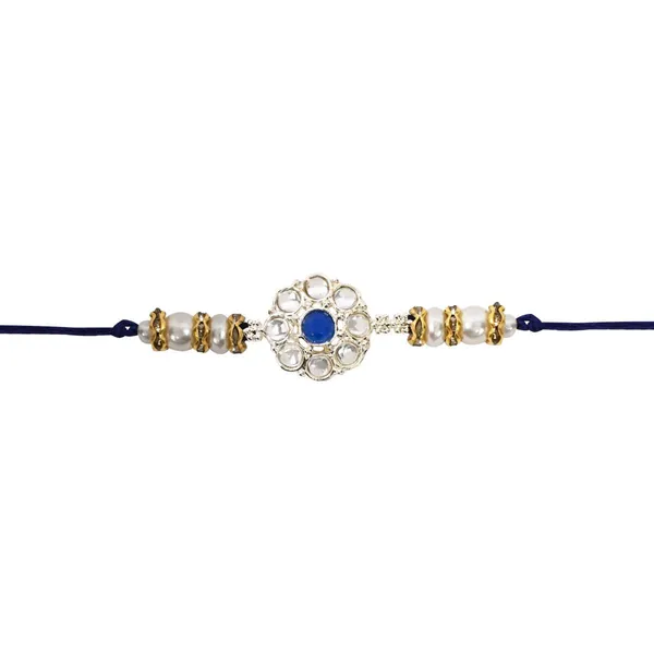 Delicate_Pearl_Beads_Blue_Rakhi_with_Roli_Chawal_&_Rakshabandhan_Card