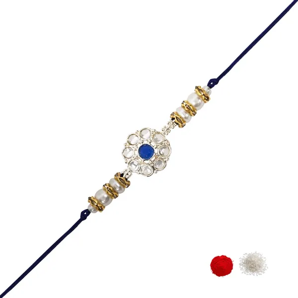 Delicate_Pearl_Beads_Blue_Rakhi_with_Roli_Chawal_&_Rakshabandhan_Card