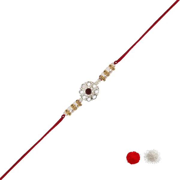 Delicate_Pearl_Beads_Maroon_Rakhi_with_Roli_Chawal_&_Rakshabandhan_Card