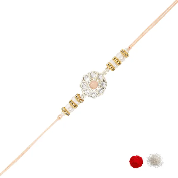 Delicate_Pearl_Beads_Peach_Rakhi_with_Roli_Chawal_&_Rakshabandhan_Card