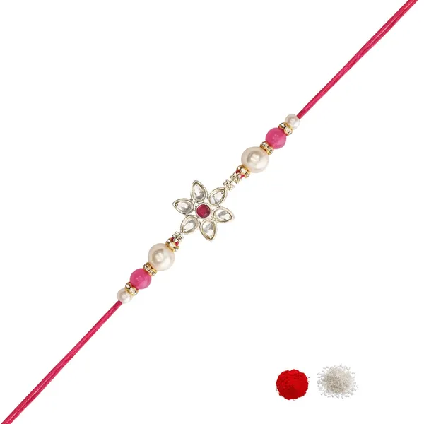 Pink_And_White_Thread_Beaded_Rakhi_For_Raksha_Bandhan_For_Brother