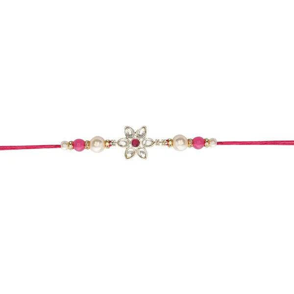 Pink_And_White_Thread_Beaded_Rakhi_For_Raksha_Bandhan_For_Brother