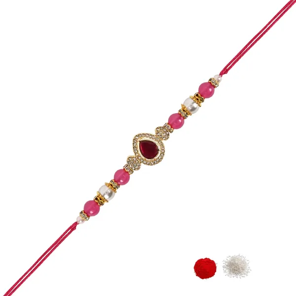 Delicate_Pearl_Beads_Pink_Rakhi_with_Roli_Chawal_&_Rakshabandhan_Card