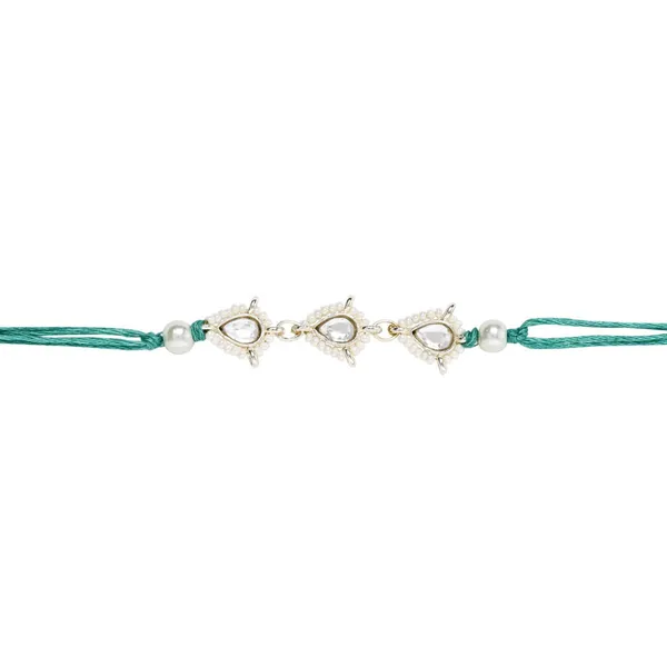 Delicate_Pearl_Beads_Green_Rakhi_with_Roli_Chawal_&_Rakshabandhan_Card