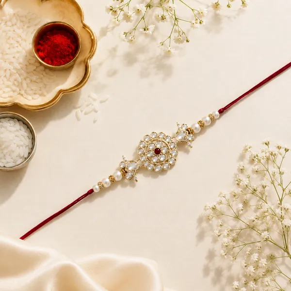 Delicate_Pearl_Beads_Pink_Rakhi_with_Roli_Chawal_&_Rakshabandhan_Card