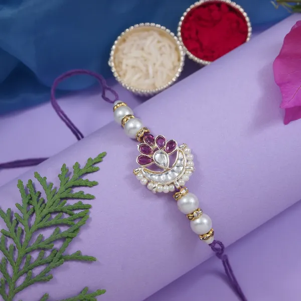 Elegance_Kundan_&_Pearl_Beads_Rakhi_with_Roli_Chawal_&_Card_(Pack_of_4)