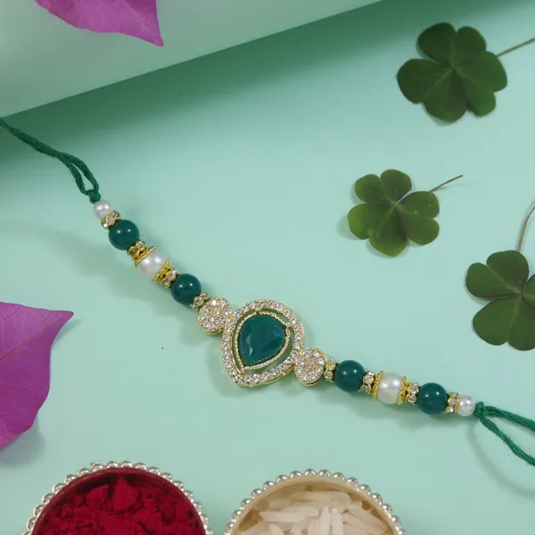 Elegance_Kundan_&_Pearl_Beads_Rakhi_with_Roli_Chawal_&_Card_(Pack_of_4)