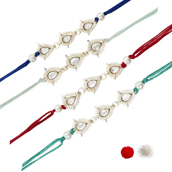 Elegance_Kundan_&_Pearl_Beads_Rakhi_with_Roli_Chawal_&_Card_(Pack_of_4)