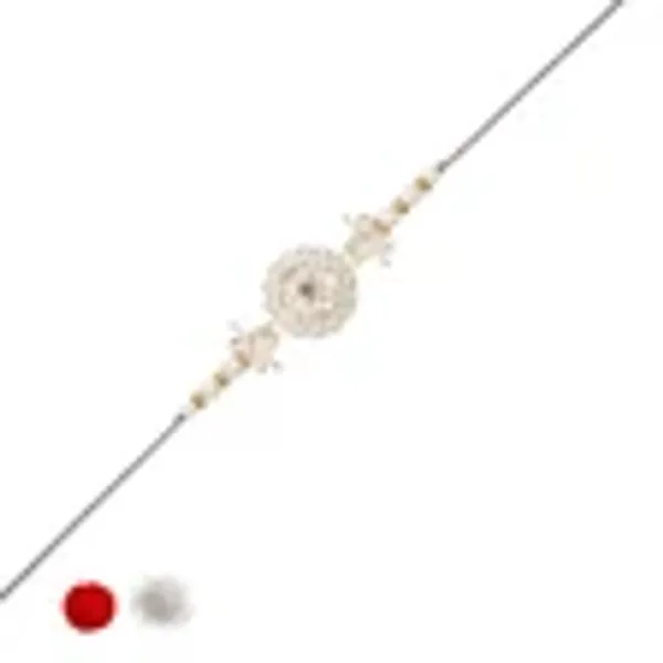 Delicate_Pearl_Beads_Grey_Rakhi_with_Roli_Chawal_&_Rakshabandhan_Card
