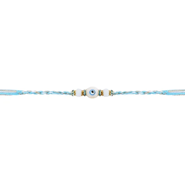 Blue_And_White_Thread_Beaded_Rakhi_For_Raksha_Bandhan_For_Brother