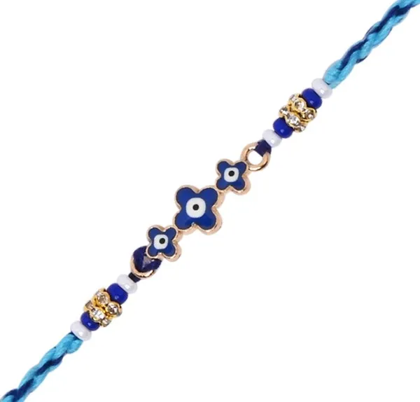 Blue_And_Green_Thread_Beaded_Rakhi_For_Raksha_Bandhan_For_Brother
