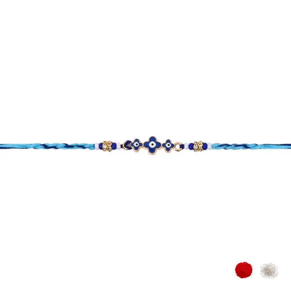 Blue_And_Green_Thread_Beaded_Rakhi_For_Raksha_Bandhan_For_Brother