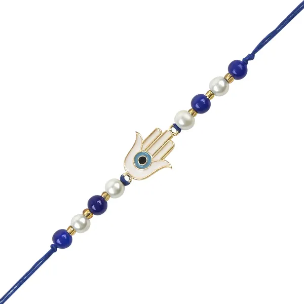 Hamsa_Shape_Enamel_Bhaiya_Bhabhi_Lumba_Bracelet_&_Rakhi_With_Roli_Chawal_&_Card