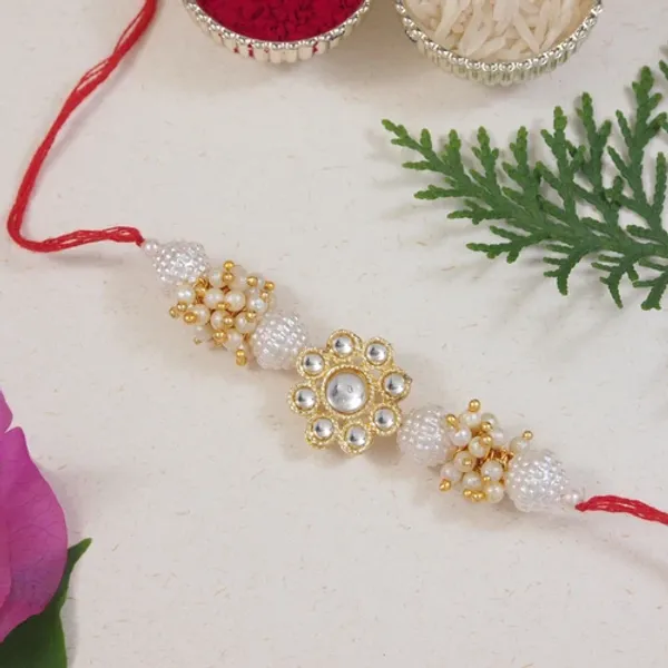 Gold_Plated_Ethnic_Designer_Pearl_Kundan_Rakhi_Bracelet_for_Brother/Men