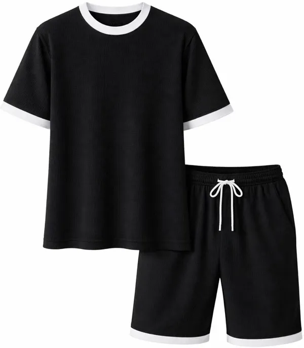 Black_Lycra_Relaxed_Fit_T-Shirt_Shorts_Set_For_Men