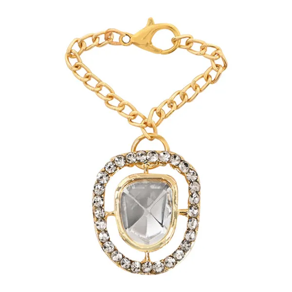 White_Pearl_&_Kundan_Rakhi_&_Watch_Charm_Lumba_(Watch_Accesories)_Combo_With_Roli_Chawal_&_Rakshabandhan_Card