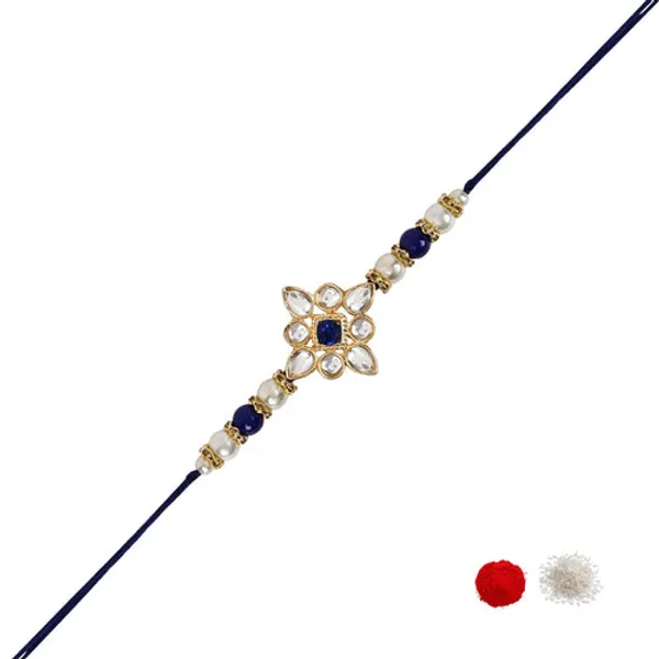Delicate_Pearl_Beads_Blue_Rakhi_with_Roli_Chawal_&_Rakshabandhan_Card