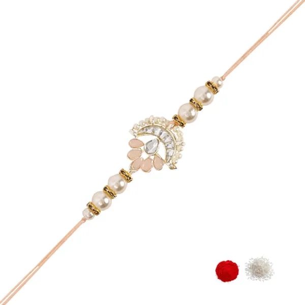 Delicate_Pearl_Beads_Peach_Rakhi_with_Roli_Chawal_&_Rakshabandhan_Card