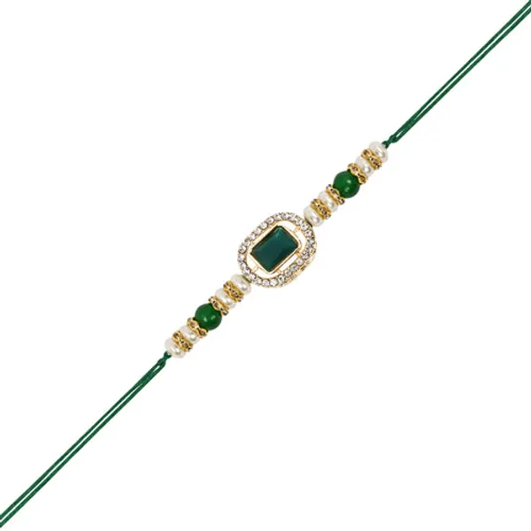 Designer_Bhaiya_Bhabhi_Green_Lumba_Bracelet_&_Rakhi_With_Roli_Chawal_&_Card