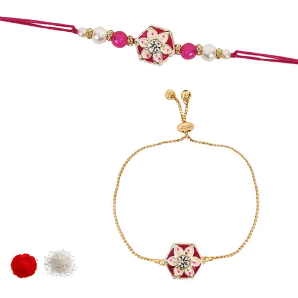 Designer_Bhaiya_Bhabhi_pink_Lumba_Bracelet_&_Rakhi_With_Roli_Chawal_&_Card