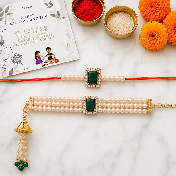 Traditional_Bhaiya_Bhabhi_Lumba_Pearl_&_Rakhi_With_Roli_Chawal