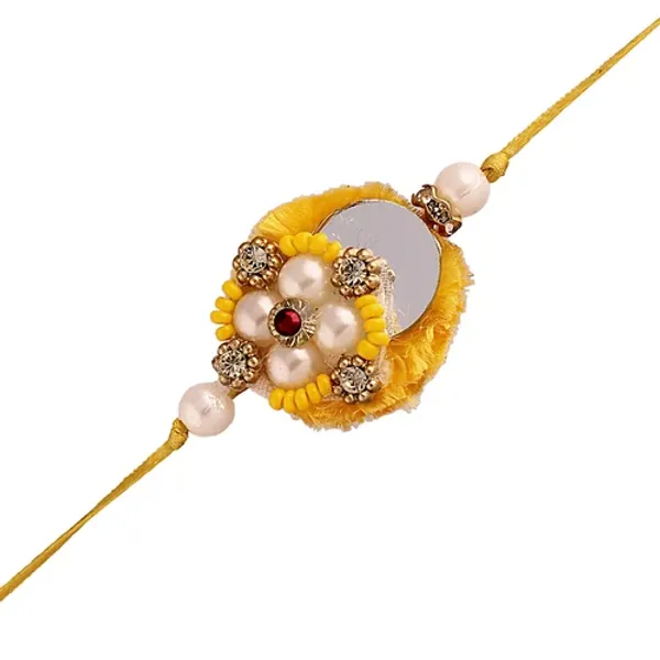 Yellow_White_Pearl_Bead_Bhaiya_Bhabhi_Rakhi_With_Roli_and_Chawal