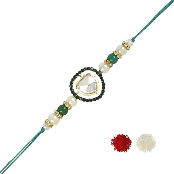 Beautiful_Kundan_&_Pearl_Rakhi_with_Roli_Chawal_&_Card