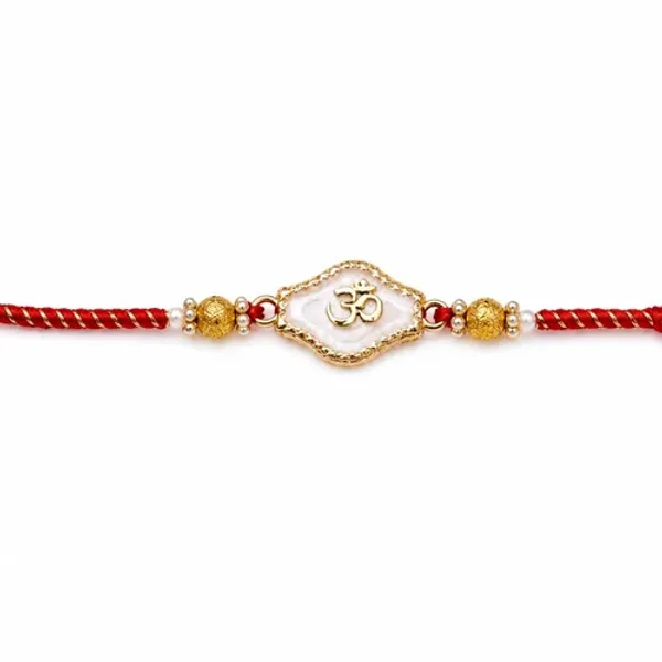 Om_White_Enamel_Rakh_iwith_Roli_Chawal_&_Rakshabandhan_Card