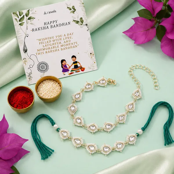 Green_And_White_Thread_Beaded_Rakhi_For_Raksha_Bandhan_For_Bhaiya_And_Bhabhi