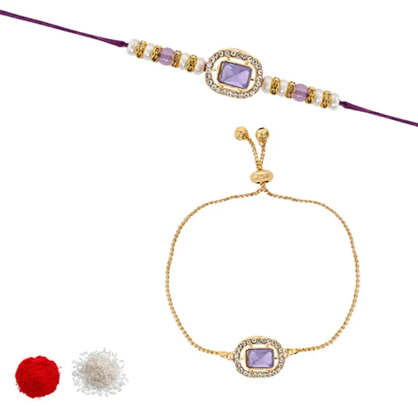 Designer_Bhaiya_Bhabhi_Purple_Lumba_Bracelet_&_Rakhi_With_Roli_Chawal_&_Card