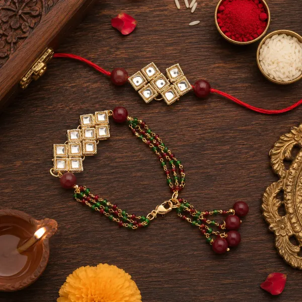 Kundan_Bhaiya_Bhabhi_Lumba_Pearl_Rakhi_With_Roli_Chawal