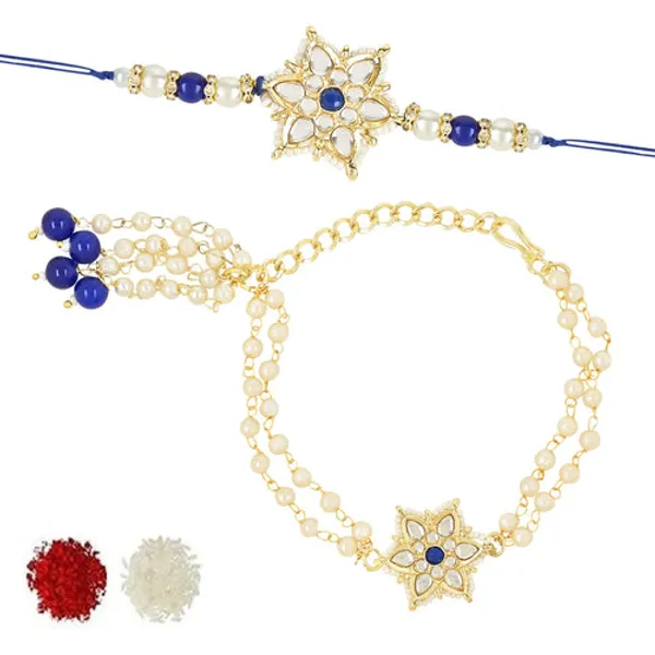 Elegant_Bhaiya_Bhabhi_Lumba_&_Pearl_Rakhi_With_Roli_Chawal_&_Card