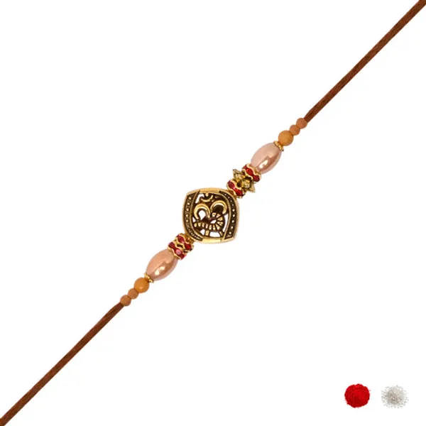 Antique_Beaded_OM_Rakhi_Combo_for_Bhai_-_Pack_of_2_with_Roli_Chawal