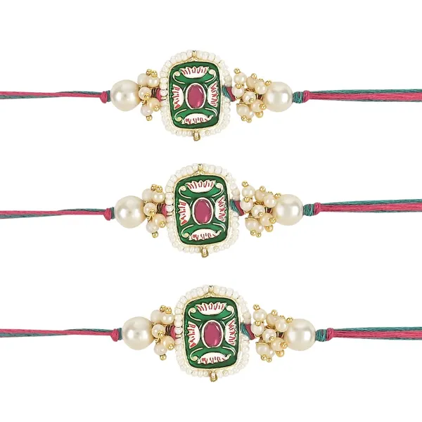 Mesmerizing_Kundan_And_Meena_Rakhi_With_Roli_Chawal_&_Card_(Pack_of_3)
