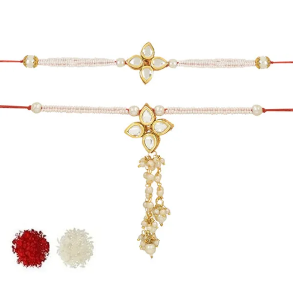 Elegant_Bhaiya_Bhabhi_Lumba_&_Pearl_Rakhi_With_Roli_Chawal_&_Card