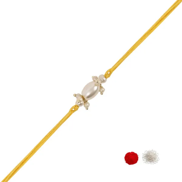 Delicate_Pearl_Beads_White_Rakhi_with_Roli_Chawal_&_Rakshabandhan_Card