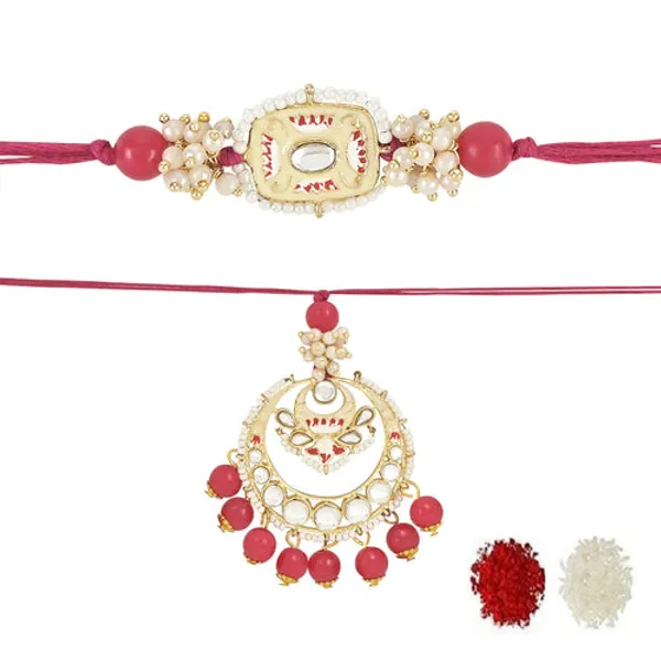 Elegant_Bhaiya_Bhabhi_Lumba_&_Pearl_Rakhi_With_Roli_Chawal_&_Card