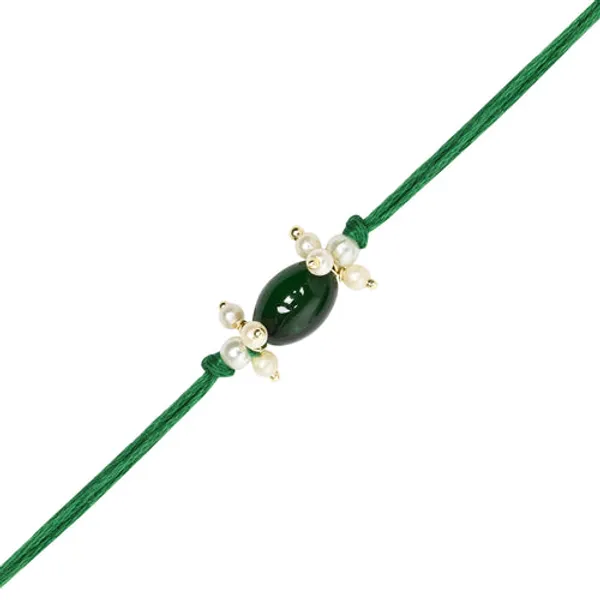 Elegant_Bhaiya_Bhabhi_Green_Lumba_&_Pearl_Rakhi_With_Roli_Chawal_&Card