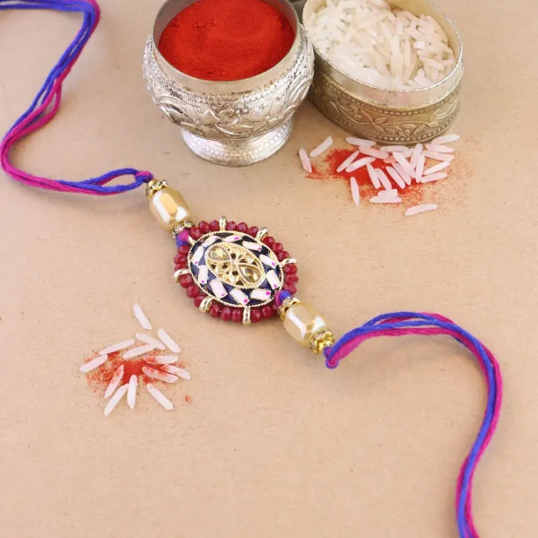 Beautiful_Kundan_&_Pearl_Rakhi_with_Roli_Chawal_&_Card