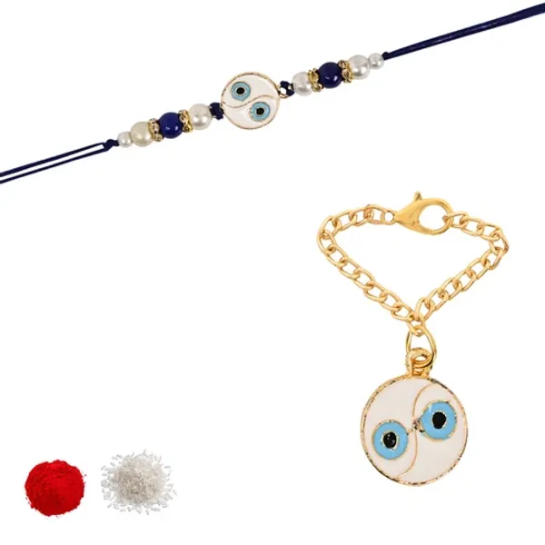 Round_Shape_Evil_Eye_Rakhi_&_Watch_Charm_Lumba_(Watch_Accesories)_Combo_With_Roli_Chawal_&_Rakshabandhan_Card