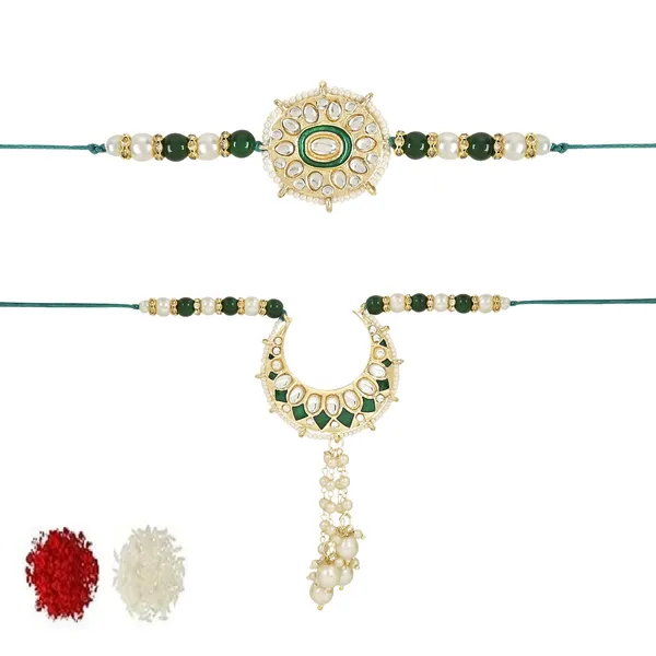 Elegant_Bhaiya_Bhabhi_Lumba_&_Pearl_Rakhi_With_Roli_Chawal_&_Card