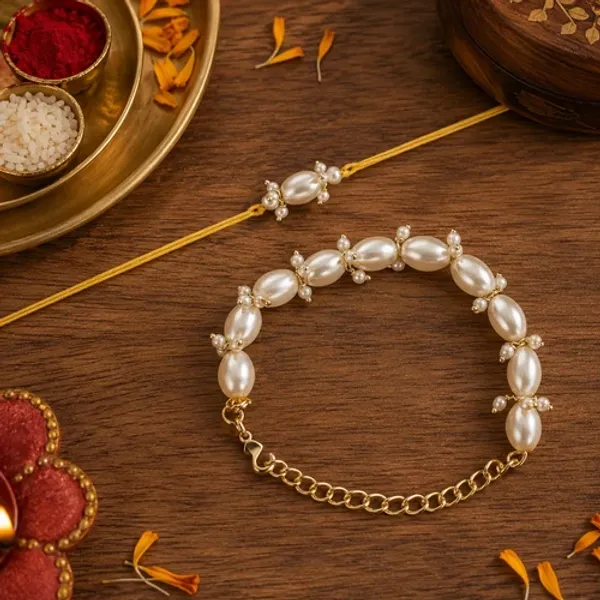 Elegant_Bhaiya_Bhabhi_White_Lumba_Pearl_Rakhi_With_Roli_Chawal_&Card