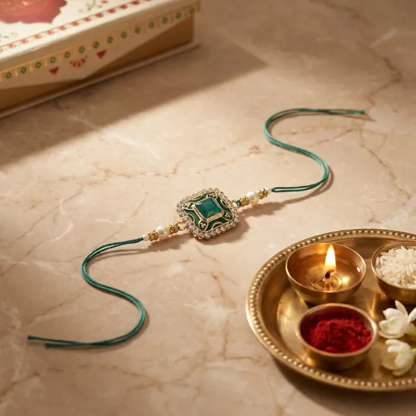 Colourful_Beads_And_Meenakari_Rakhi_with_Roli_Chawal_&_Card