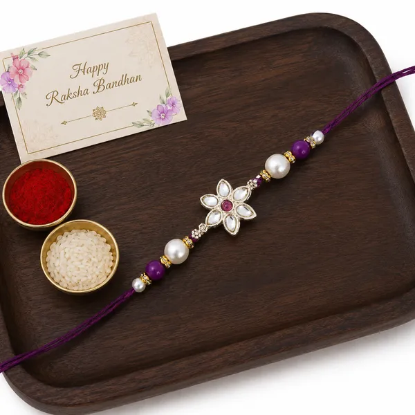 Delicate_Pearl_Beads_Wine_Rakhi_with_Roli_Chawal_&_Rakshabandhan_Card
