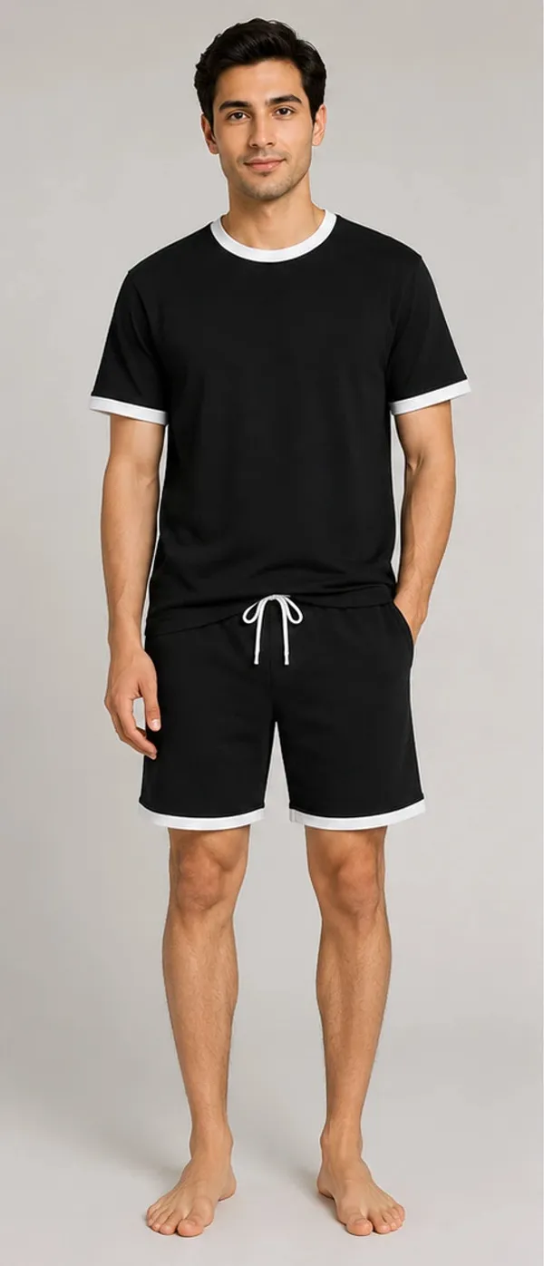 Black_Lycra_Relaxed_Fit_T-Shirt_Shorts_Set_For_Men