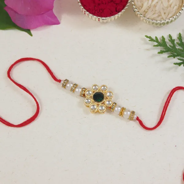 Gold_Plated_Ethnic_Designer_Pearl_Kundan_Rakhi_Bracelet_for_Brother/Men