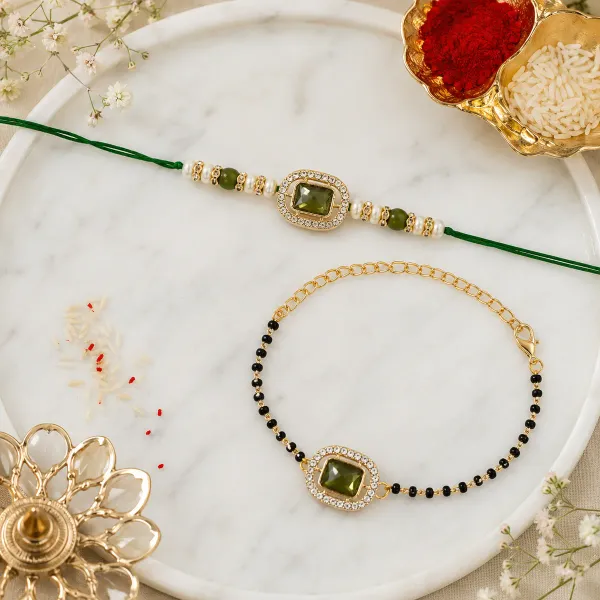 Elegant_Bhaiya_Bhabhi_Pearl_Lumba_Mangalsutra_Bracelet_&_Rakhi_With_Roli_Chawal_&_Card