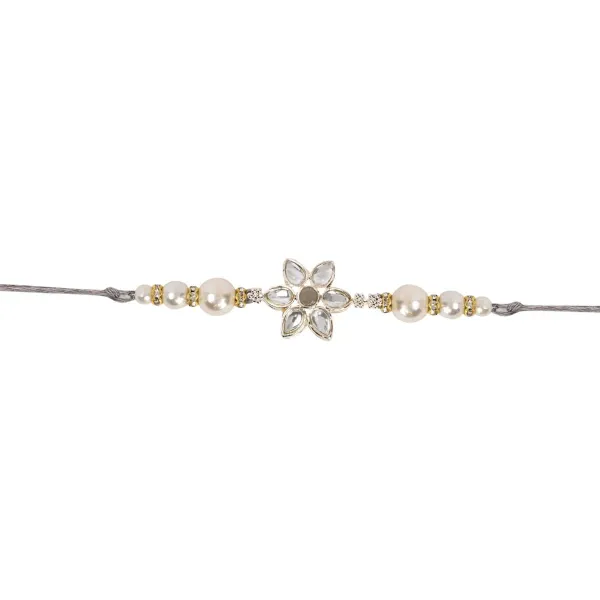Delicate_Pearl_Beads_Grey_Rakhi_with_Roli_Chawal_&_Rakshabandhan_Card